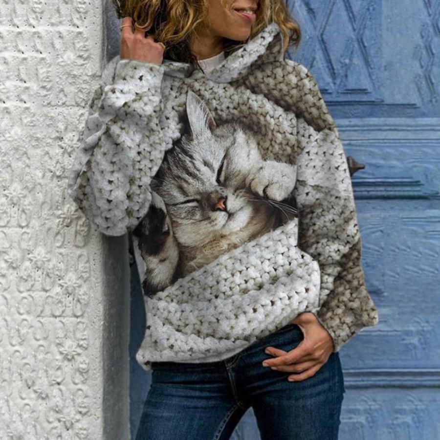 Lovely Cat 3d Print Hoodie Women Fashion Oversized Hoodies Women Sweats Coat Girl Hooded Sweats Pullover Women's Clothing Cute