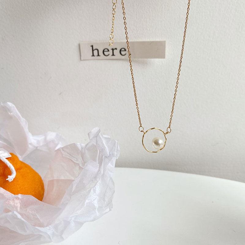 Summer Pearl Double Layer Heart Necklace - Women's Luxurious Layered Clavicle Chain Choker