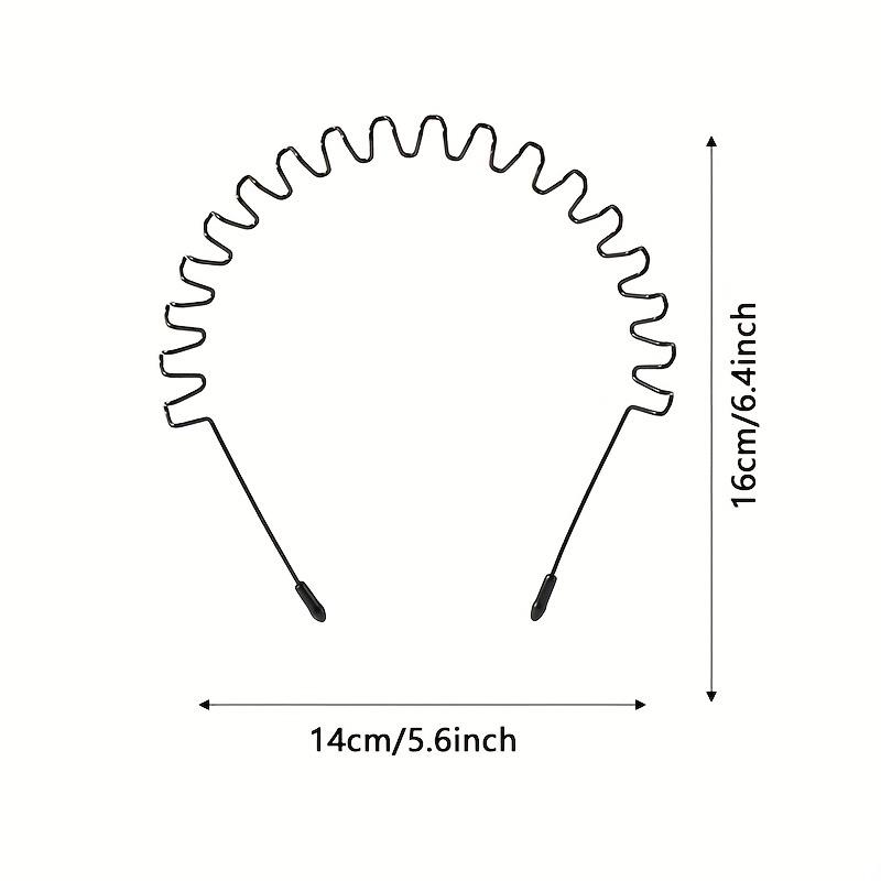 Черный металлический пружинный ободок для волос - Эластичный, нескользящий ободок с волнистым дизайном для занятий спортом на открытом воздухе и модный аксессуар, аксессуар для волос