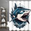 Свирепая акула занавеска для душа, Декоративная занавеска для душа для ванной комнаты, Водонепроницаемая занавеска для душа с крючками
