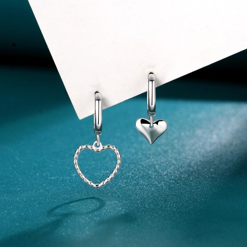 Korean Version of Tremella Buckle Temperament Earrings Asymmetrical Love Stud Earrings Niche Design Versatile Earrings Women