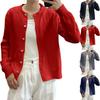 Women's Fashion Casual Solid Color Round Neck Long Sleeve Love Button Loose Knitted Sweater Cardigan Jacket