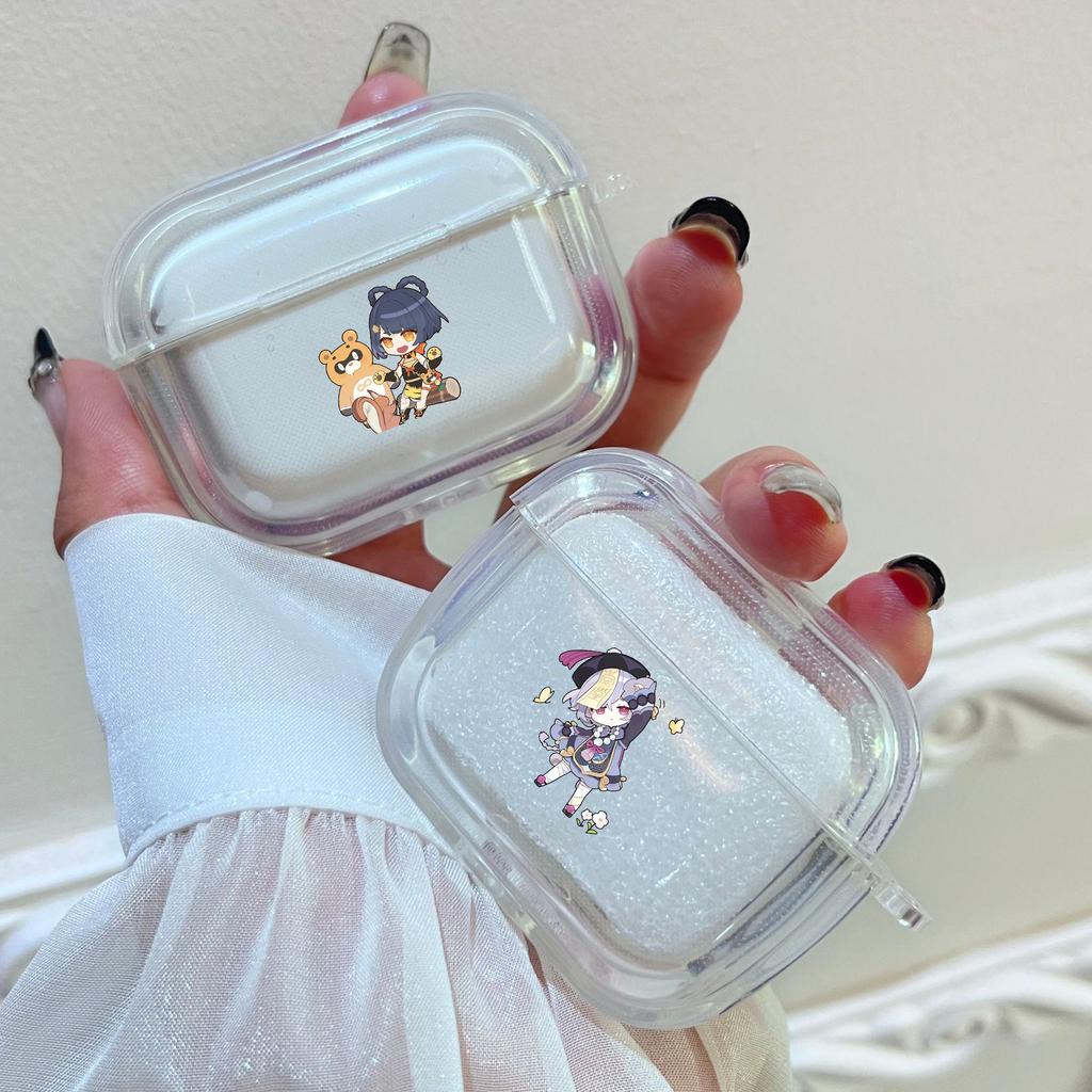 Genshin Impact Кли Кли Ци Ци Сяо Чехол для Apple Airpods 2 1 Чехлы для наушников с крючком для Airpod Pro 3 Pro2 Прозрачные защитные чехлы