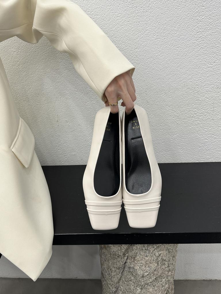 fashion Square Toe Women Loafers 2024 New Arrivals Fashion Dress Shoes Low Heeled Black Brown White Shallow Slip On Loafers Size 35-39