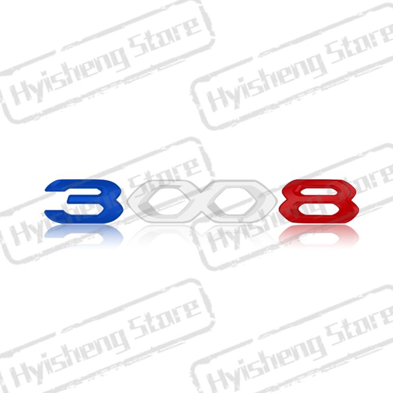 Metal Car Styling For New 2008 3008 4008 5008 Tricolor Blue White Red Sticker Front Hood Badge Rear Trunk Body Emblem