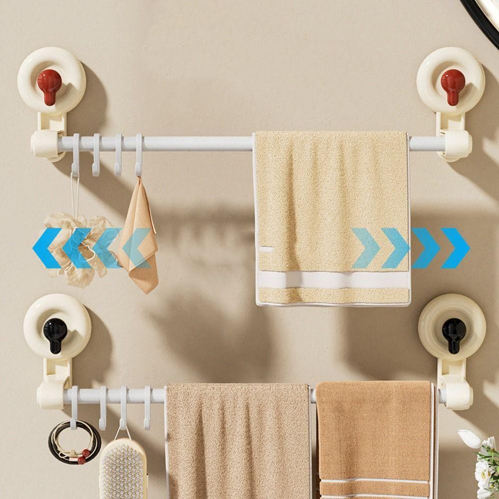 Plastic Suction Cup Towel Rack Punch Free Bath Towel Hanger Durable Single Rod Towel Rack  Toilet