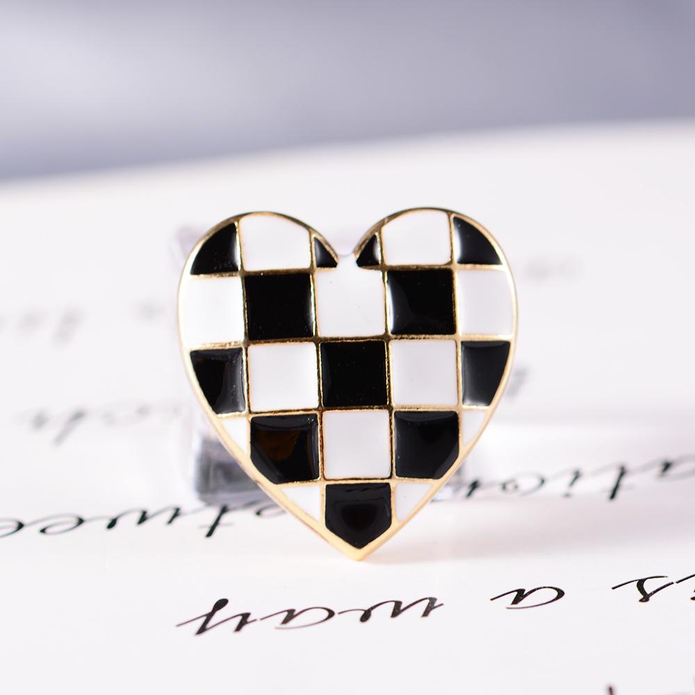 Blucome Mosaic Enamel Heart Shape Brooch Corsage Badge Special Design Brooches Collar Clip