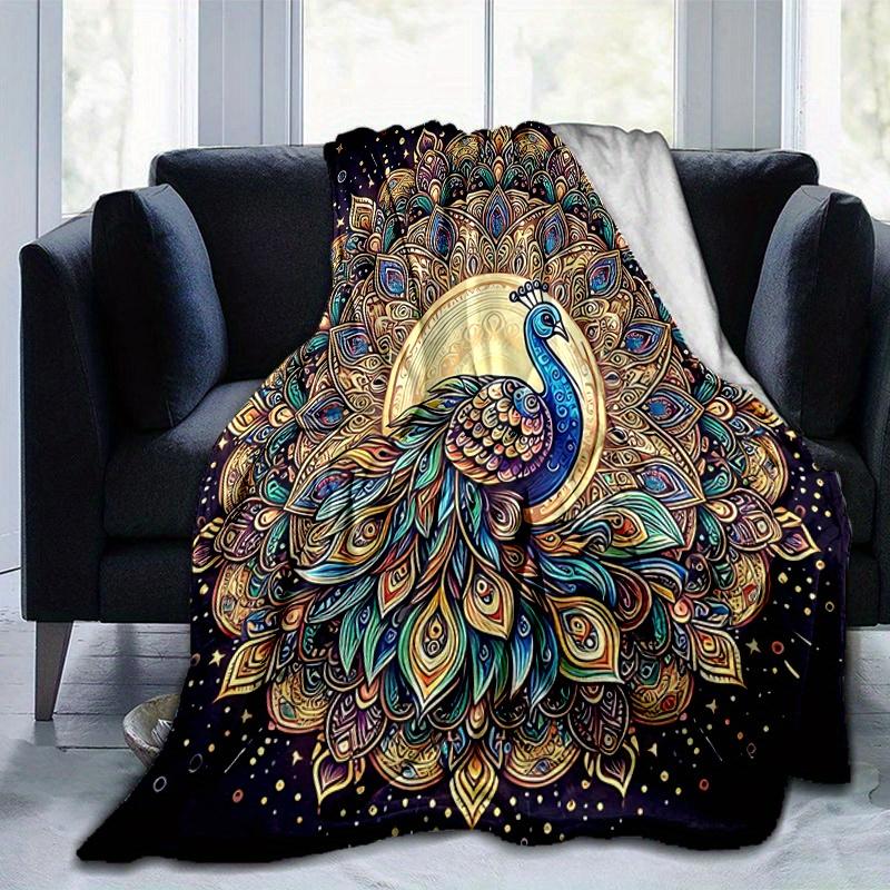 1pc Beautiful Peacock Blanket  Cute Movie Characters,Living Room, Travel, Camping, Car Blankets