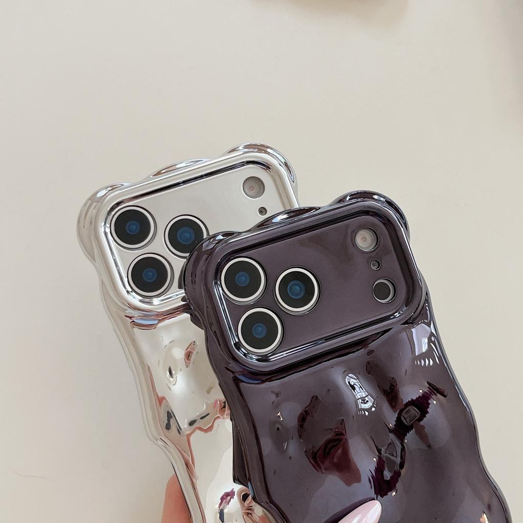 Стильный однотонный стереоскопический чехол-бампер с волнистой текстурой и пузырьками для iPhone 17 16 15 14 13 12 11 Pro Max Plus 17 Air