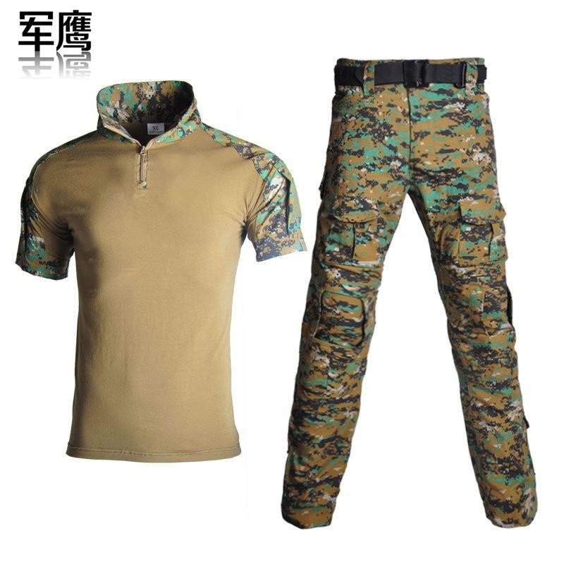 Mens Tactical Training Shorts Set Camo Combat Uniform Outdoor Wear Breathable Durable Cotton Blend