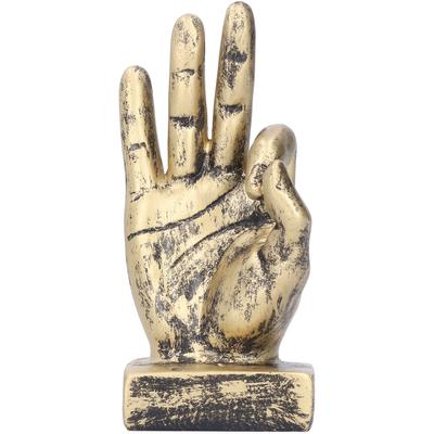 Статуя из смоляного пальца OK Gesture Sculpture Настольные украшения для дома Ретро-украшениеЦвет латуни
