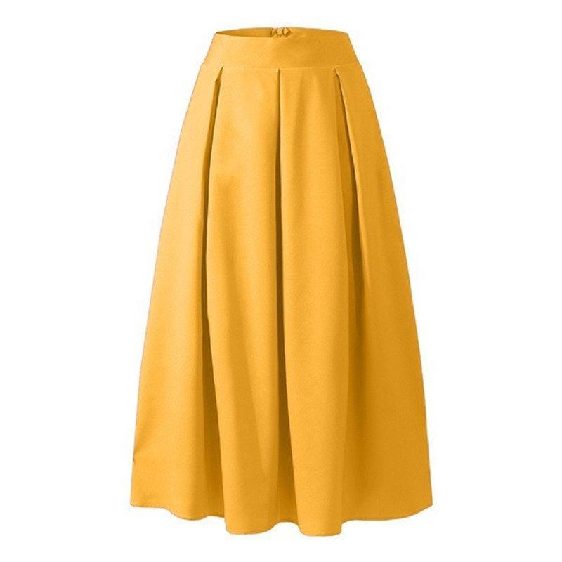 Pleated Skirt 2023 Spring & Fall Fashion Cross-Border Women's Clothing Plus Size Pure Color High Waist Pleated Half-Length Skirt