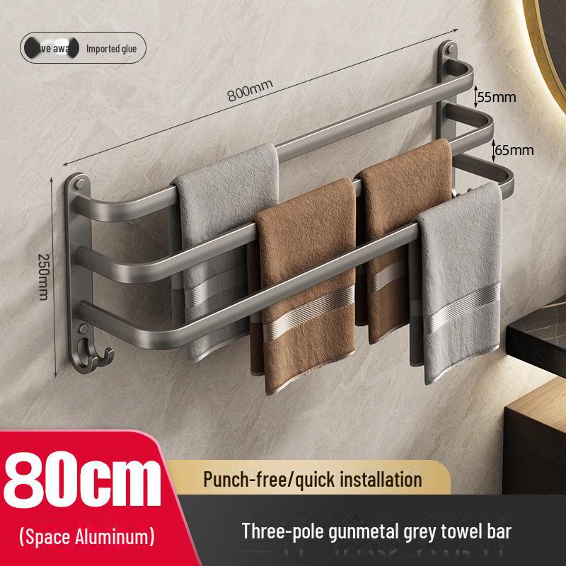 Алюминиевая настенная вешалка для полотенец без отверстий и полка для хранения вещей для кухни и ванной комнаты