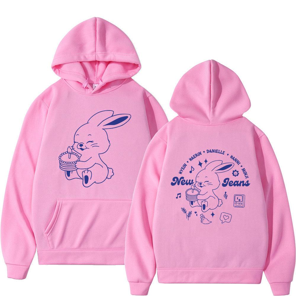 2023 NewJeans Bunny Print Hoodies Fashion Unisex Women Harajuku
