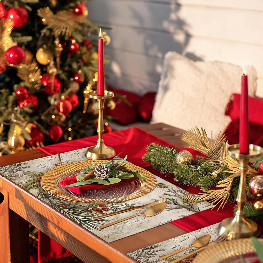 Рождественские подставки под тарелки Мультяшные Вечеринка Изоляция Обеденный стол Рождественская атмосфера Подставки под тарелки