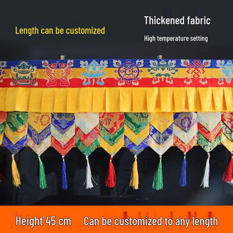 Tibetan-Style Eight Auspicious Symbols Drapery for Wall and Table Decoration
