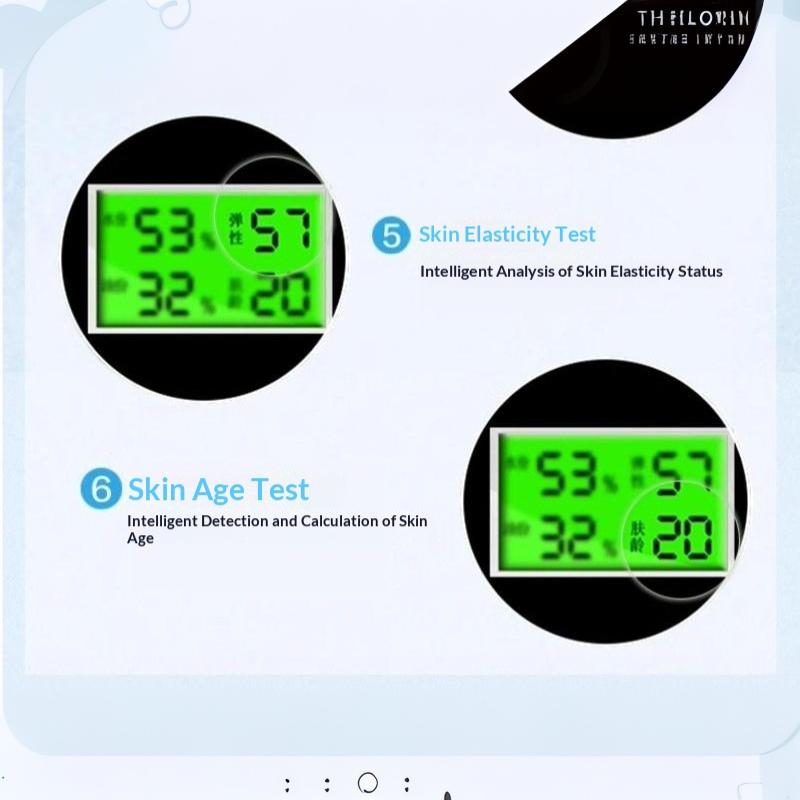 Skin Analyzer Portable Rechargeable LCD Digital Water Oil Moisture Tester for Personal Beauty Care Routine