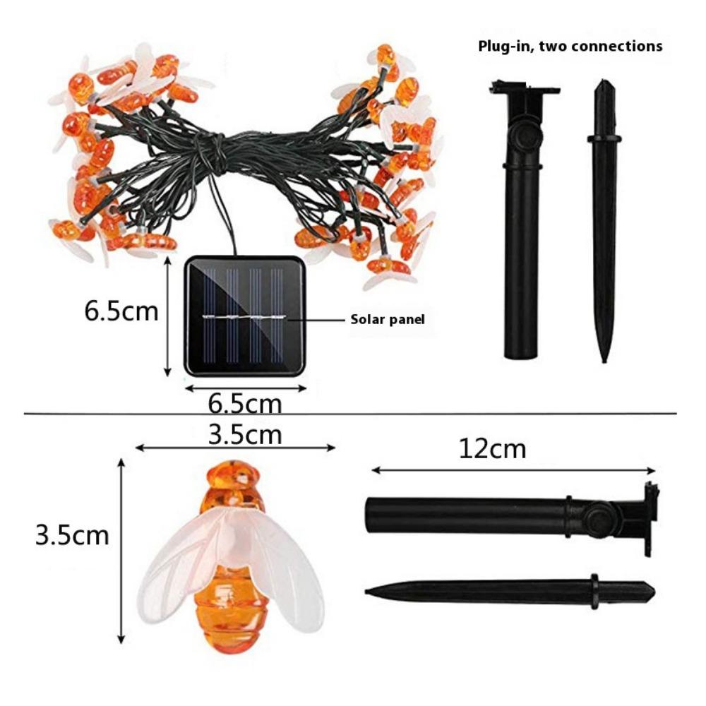 Украшения Рамадана 2025 Солнечная Светодиодная Гирлянда Фея Медоносная Пчела 8 Режимов Уличный Сад Забор Патио Свадьба Рождество Гирлянда Огни