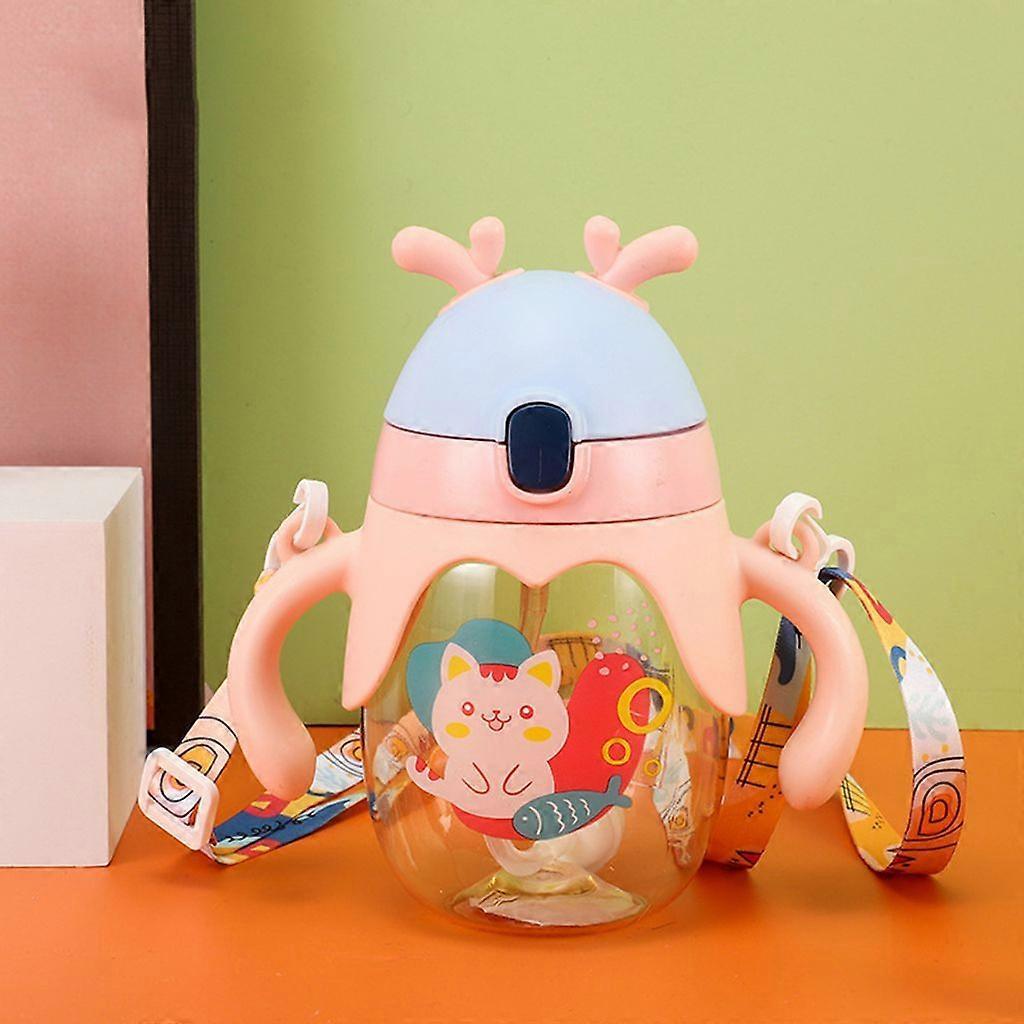 Children's Water Bottle, Anti-boiling, Cartoon Deer, Pink.