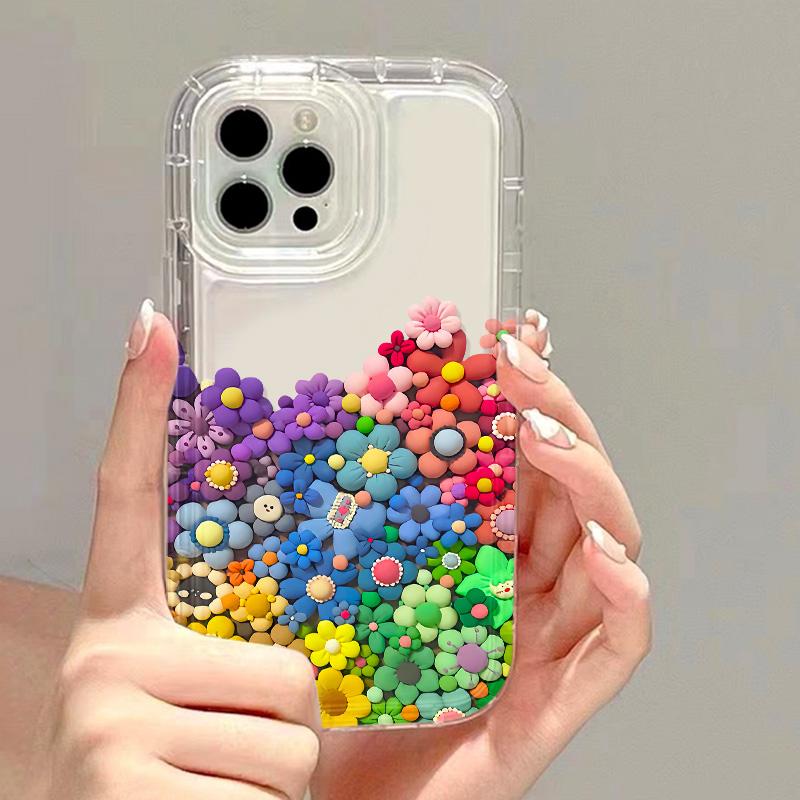 Love Heart Phone Case For iPhone 13 Case iPhone 14 15 Pro Max 11 12 16 XR XS X 7 8 Plus SE Cute Flower Shockproof Bumper Cover