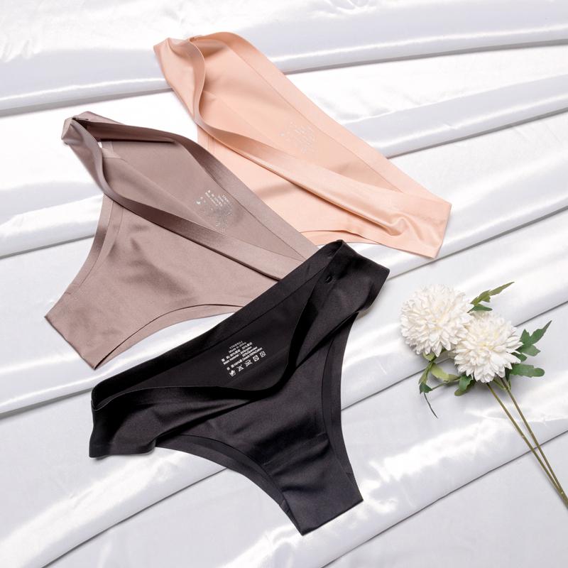 Ice Silk бесшовные трусики женские спортивные трусы сексуальные твердые стринги