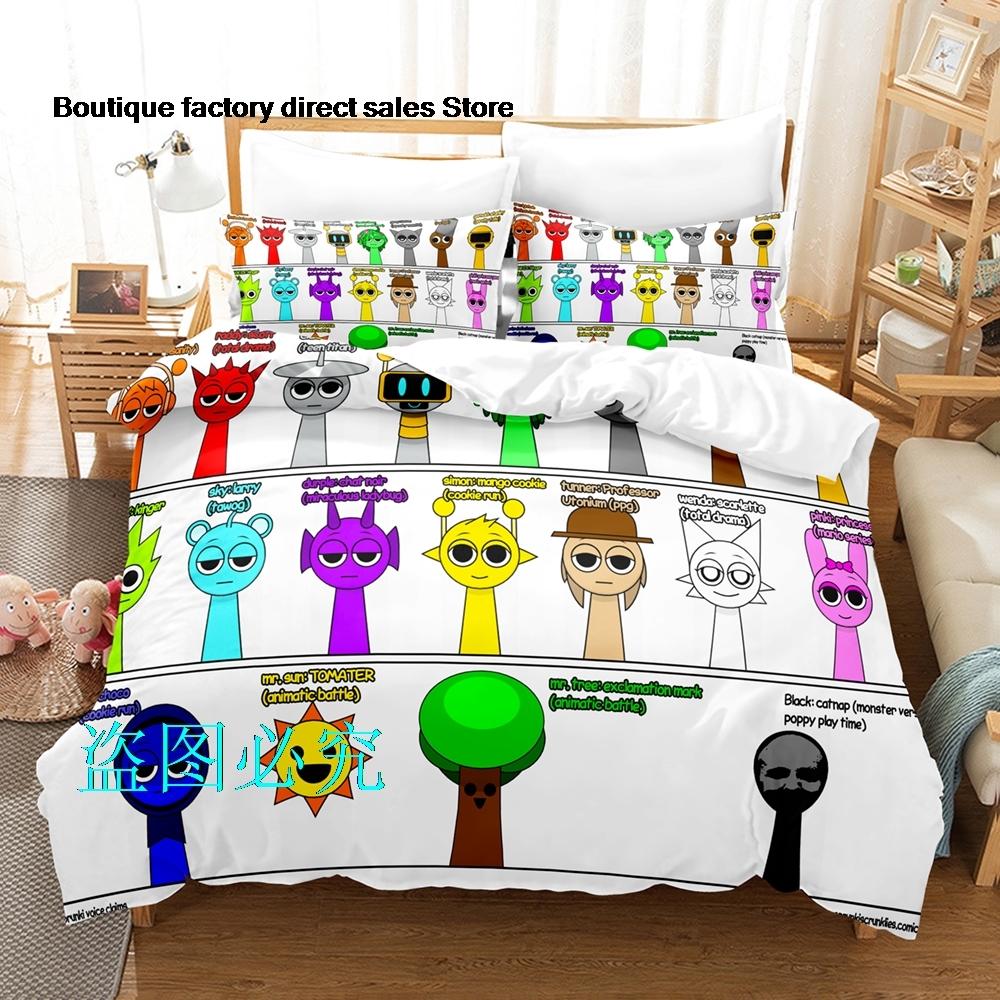Комплект постельного белья Sprunki Односпальный Полуторный Двуспальный Евро Размер Кинг-Сайз Комплект для кровати Взрослый Детская Спальня Комплекты с пододеяльникомsprunki Аниме Parure De Lit Кровать 6
