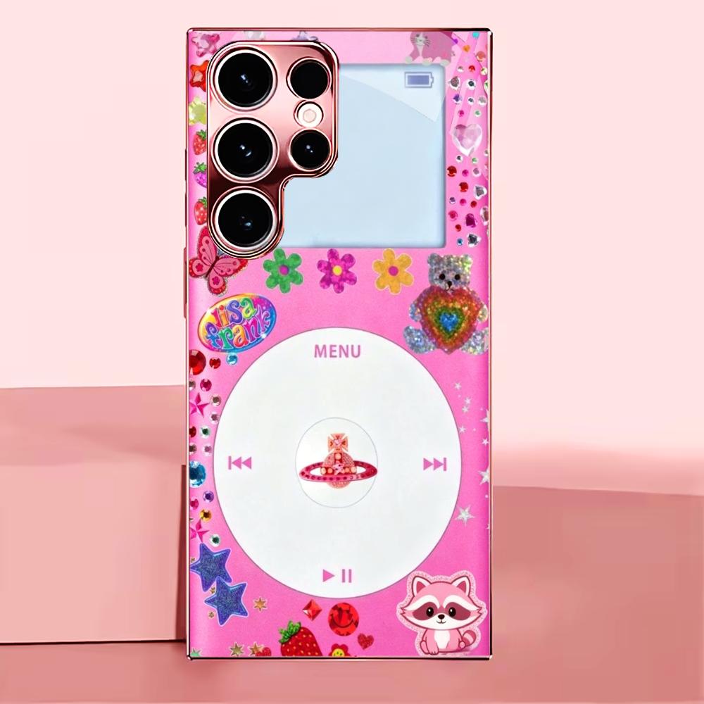 Pink phone sticker Madam pink Glass PhoneCase for Samsung Galaxy S26 S25 S24 S23 S22 S21 FE Ultra Plus Dropresistant Female