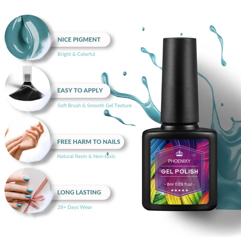 PHOENIXY Набор гелей для ногтей с сушкой ногтей Светодиодная УФ-лампа Сушилка для набора лака для ногтей Долговечная цветная полуперманентная основа для замачивания УФ-светодиодный набор для дизайна ногтей DIY