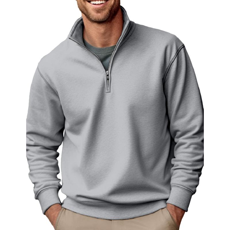 2024 Осень Зима Мужские Толстовки Мужские Плюшевые Полумолнии Стоячий Воротник Пуловер Однотонный Повседневный Толстовка Для Мужчин Модная Брендовая Одежда