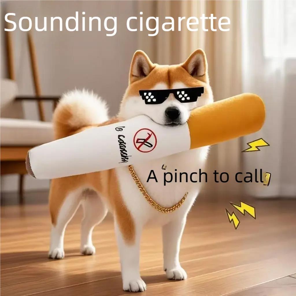 Funny Fake Cigar Plush Toy Interactive Chew Toy With Squeak Sound For Small Large Pets Dogs Puppies Pet Chewing Supplies