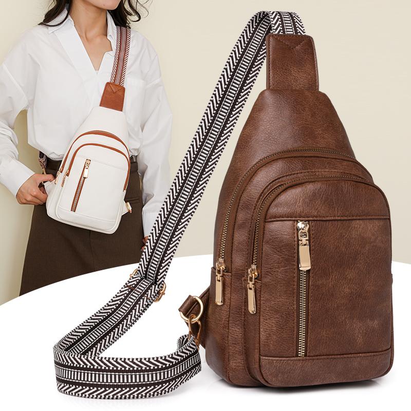 Женская нагрудная сумка, кожаная сумка через плечо, сумка на плечо для девочек, однотонная нагрудная сумка