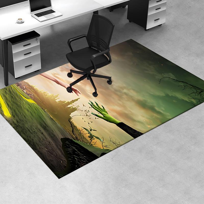Fantasy, Hands Pattern Polyester Office Carpet Chair Mats, Home Decor Dormitory Floor Protector with