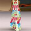 2024 Retro Multicolor V-Neck Sleeveless Long Dress