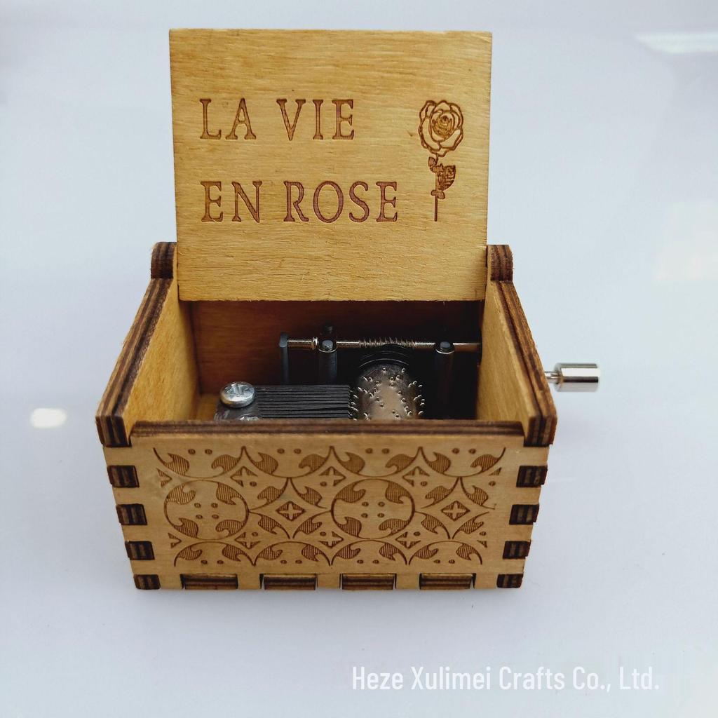 Hand-Cranked Wooden Music Box Festival Gift for Friends