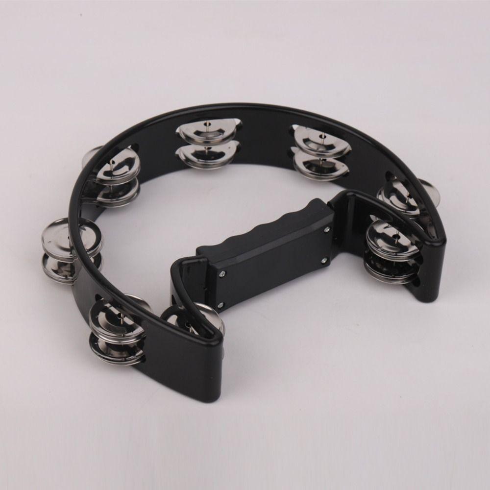Portable Handheld Jingle Bells Professional Orff Tambourine Half Moon Handbell Musical Gift