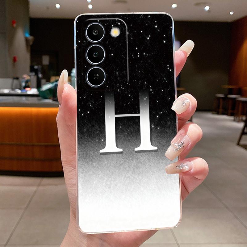 Чехол для Realme C83 5G/P4 Lite 5G, прозрачный силиконовый TPU, противоударный, мягкий корпус, розовый, с блестящим узором 'Счастливая буква от А до Я', парный чехол