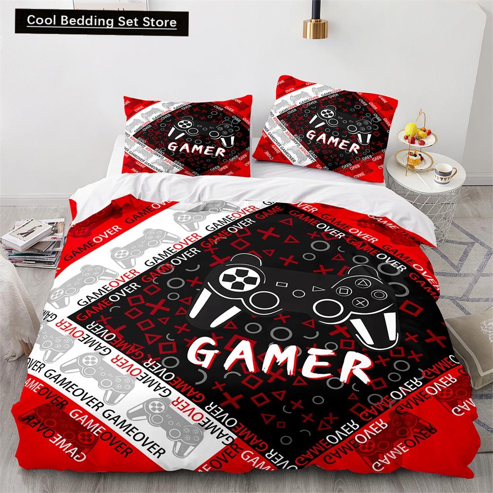 Пододеяльник Game King Queen 3D Black Game Handle Комплект постельного белья для детей, подростков, мальчиков, мужчин, геймеров, декор спальни, пододеяльник, наволочка