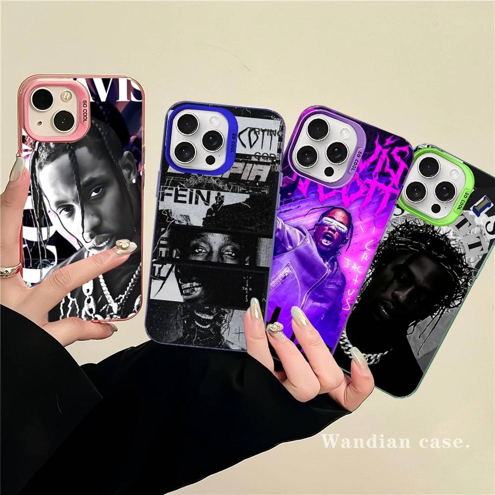 Чехол для телефона T-Travis S-ScottS Певец Для IPhone 16 15 14 13 12 11 17 Pro Max Plus Цвет Серебристый Корпус