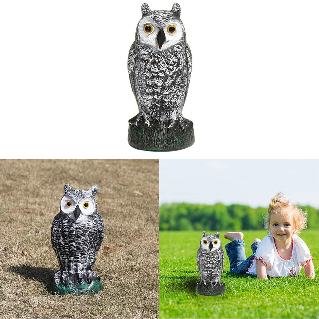 Owl Decoy Deterrent Realistic Bird Cat Crow Scarer Statue Straight Head Scarecrow Outdoor Garden