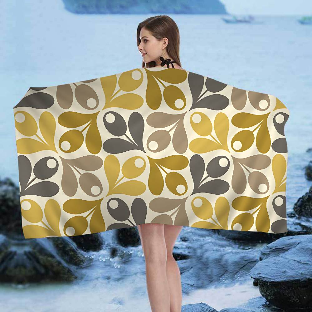 Orla Kiely Leaf Flower Big Microfiber Beach Towels Quick Dry Towel Sand Beach Towels Pool Towel for Travel Swim Pool Yoga