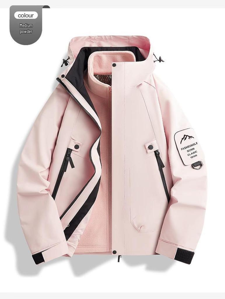 Унисекс 3-в-1 Ветрозащитная Водонепроницаемая Куртка для Хайкинга со Съемной Подкладкой для Осени/Зимы