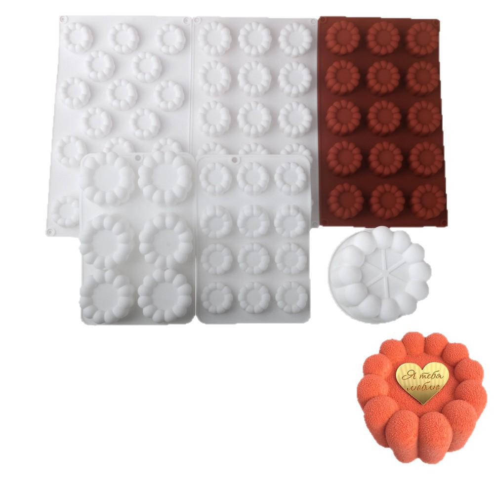 Черные силиконовые формы для муссовых тортов: Квадрат, Треугольник, Сердце, Звезда и Цветок