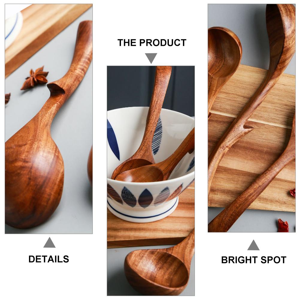 Long H Wooden Spoon 26x8cm Hooked Kitchen Tool for Soup Porridge Hot Pot Stirring Mash Paddle Scraper Wall Decor Nonstick