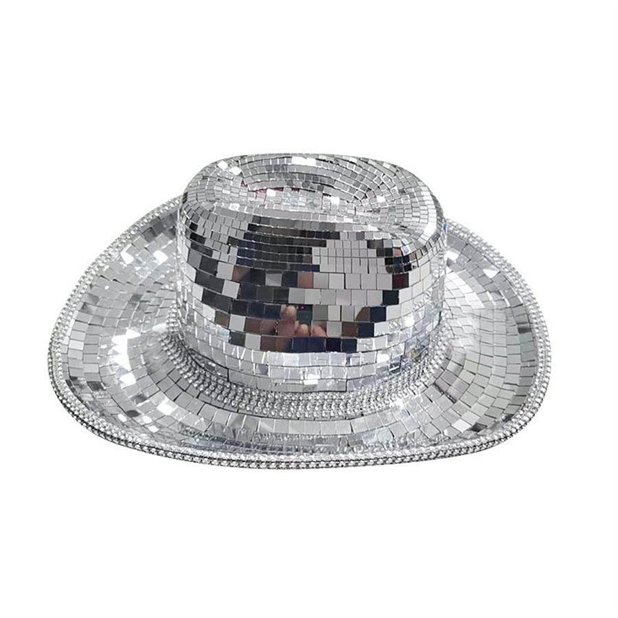 Диско-шар ковбойская шляпа женская блестящая космическая шляпа серебряный зеркальный шар ковбойская шляпа для свадебного костюма косплей декор