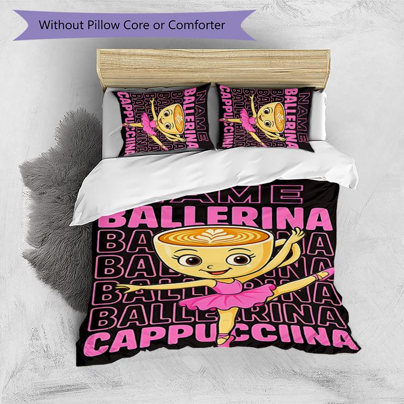 3pcs Custom Name Cartoon Italian Brainrot animal Bedding Set Duvet Cover Closure Includes 1 Duvet Cover & 2 Pillowcases for All Seasons Bedroom Decor