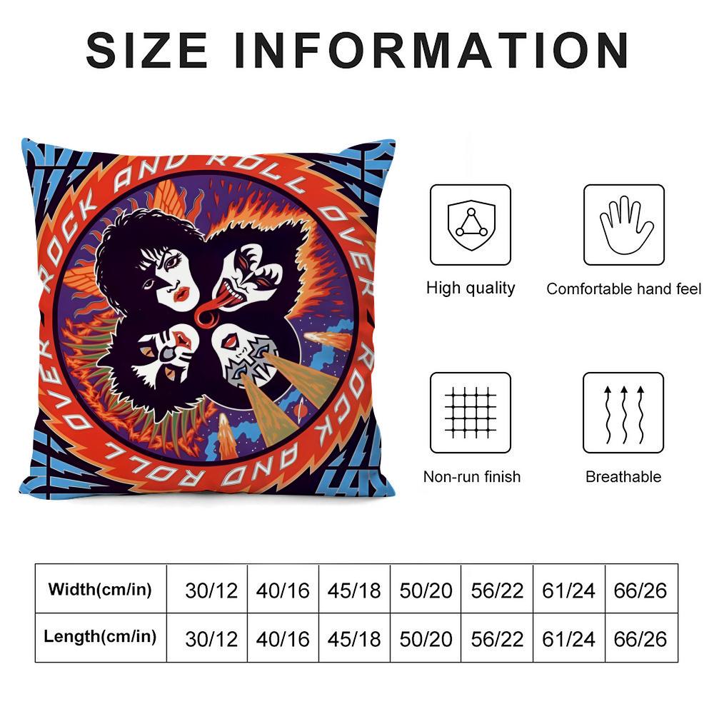 American Rock K-Kiss Band Pillow Case Anti-dustmite Pillow Invisible zipper silky short plush Sofa cushion cover