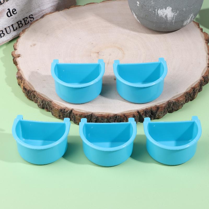 Semicircular Hanging Bird Feeder Cups - Cage Mounted Plastic Food & Water Bowls for Parrots, Budgies & All Bird Species