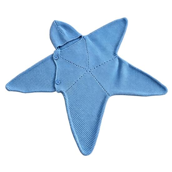 Breathable Nursery Bedding Starfish Baby Sleeping Bag, Knitted Swaddle Sleep Sack with Hood, Soft Knit Cocoon Cozy Star Shaped Infant Wearable