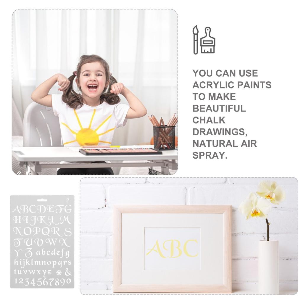 12Pcs Washable Reusable Pet Journal Stencils Alphabet Drawing Templates DIY Painting Crafts Hollow Templates for Schedule Books
