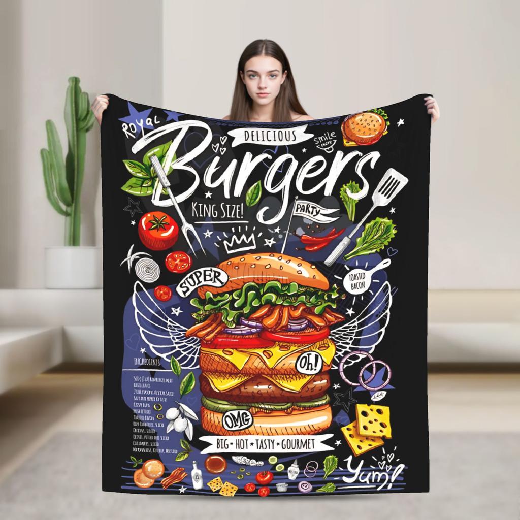 Fast Food Mexican Nachos Burritos Tacos Blanket Cover Snack Throw Blankets Bedroom Sofa Quilt Soft Warm Bedspread Multi-function